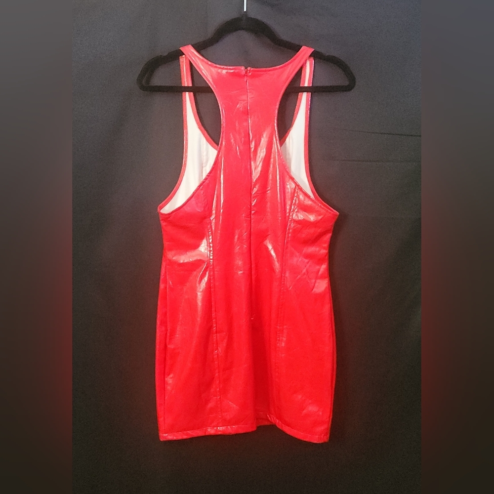 Vinyl Mini Dress in Vibrant Red Size L - Picture 13 of 16